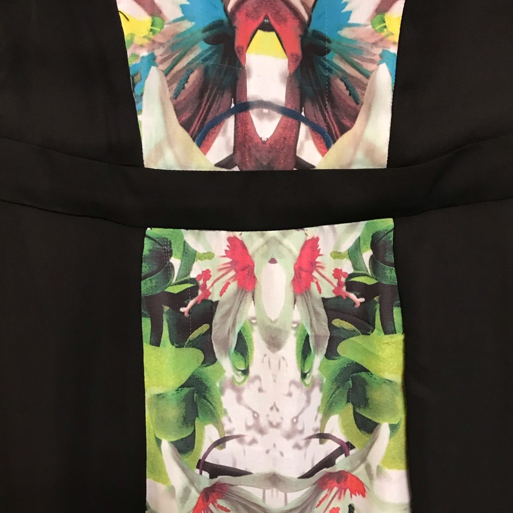 Prabal Gurung Black Floral Dress Sz 6 - Picture 5 of 11